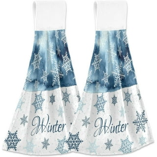 SNOWPOP BLUE Linen Kitchen Towels - Exclusive Designs Tea Towels - 100%  Linen Dishtowels - Elegant Holidays Dish Towels - Christmas Kitchen Hand