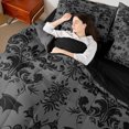 thumbnail image 4 of Manfei Gray Victorian Damask Bedding Comforter Set 7-Piece,Spooky Halloween Bat King Bedding Sets,Vintage Gothic Floral Bed Sheets For Men Women,,Lightweight Room Decorative Reversible, 4 of 7