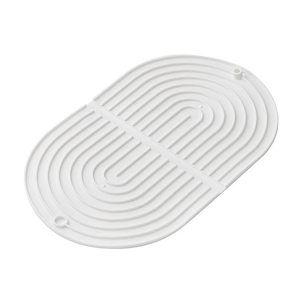 Bewildely Almohadilla de drenaje Bandeja de secado Estera de drenaje Cojín plegable resistente al calor Antideslizante Encimera de cocina Organizadores de utensilios de cocina Blanco