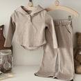 thumbnail image 3 of Ugoldhm Kid Girls Fashion Outfits Set Hooded Button Shirt Ribbed Pant Fall Cute Clothes 3-8 Years, 3 of 5