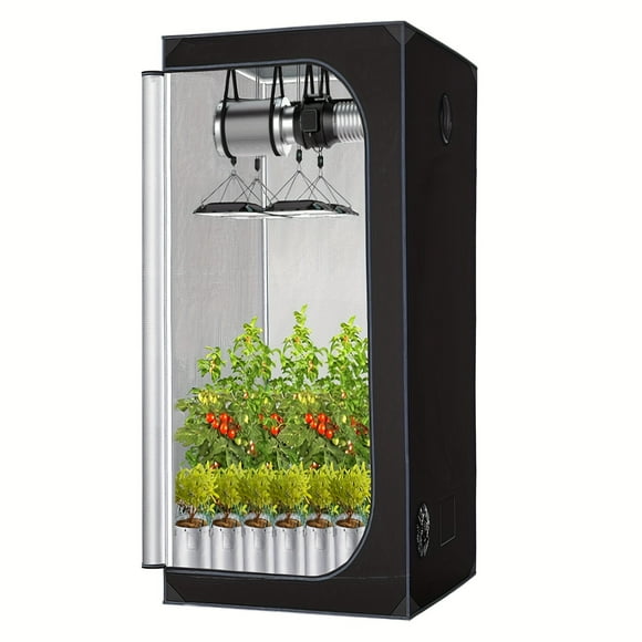 1 Pack, 2.6x2.6 Premium Grow Tent, 32"x32"x64" 600D Highly Reflective Mylar Tent