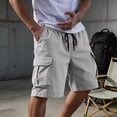 thumbnail image 2 of HKYNLAG Mens Cargo Shorts Elastic Waist Drawstring Casual Work Shorts Summer Hiking Outdoor Shorts with 4 Pockets Light Gray 2XL, 2 of 6