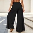 thumbnail image 4 of FchengtaiS Wide Leg Palazzo Pants for Women Summer Spring Casual High Waisted Flowy Trousers Boho Beach Vacation Belted Bottom, 4 of 7