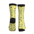 thumbnail image 3 of Crew Socks for Women Men, Cute bees daisies yellow checkered  Moisture Running Athletic Football Striped Socks Cushion Tube Socks, 3 of 7