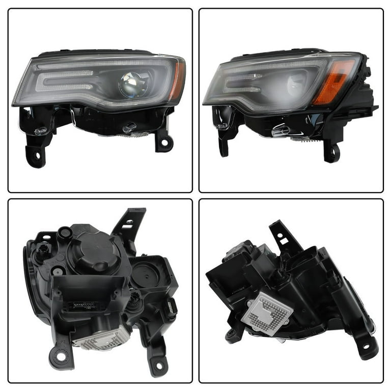 Munirater Driver Side LED DRL Headlight Assembly For 2019-2021 Jeep Grand Cherokee – Chrome Housing, HID/Xenon