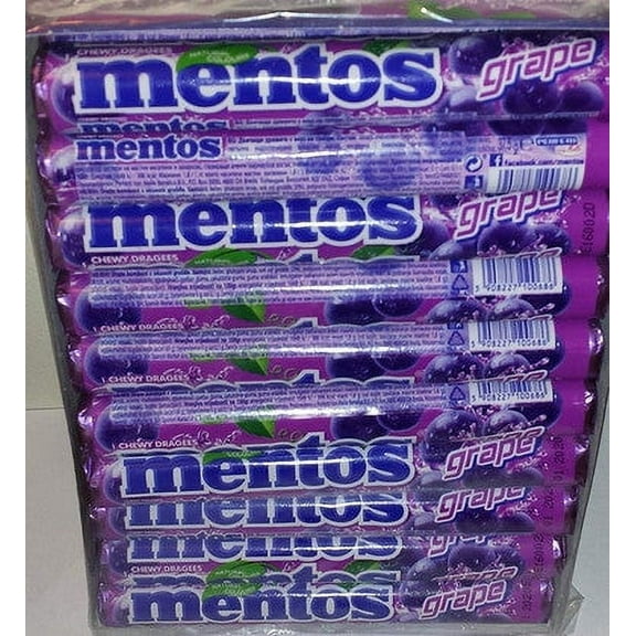 MENTOS Grape Chewy Mints, 20 rolls x 37.5g/1.3oz.(Per Roll), {Imported from Canada}