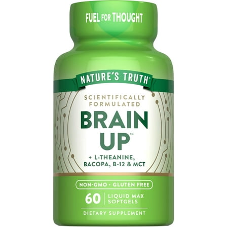 Brain Up Supplement | 60 Softgels | with L-Theanine, Bacopa, B-12 & MCT | by Nature's Truth
