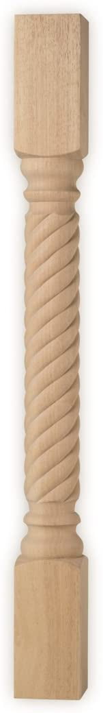 35.5" Unfinished Spiral Rubberwood Post for Kitchen Islands and Vanities