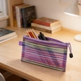 thumbnail image 4 of Lunxisen 4 Pcs Season Tulles Pencil Case Rainbow Zipper Stripe Design Cosmetic Bag Organizer Storage Pouch, 4 of 7
