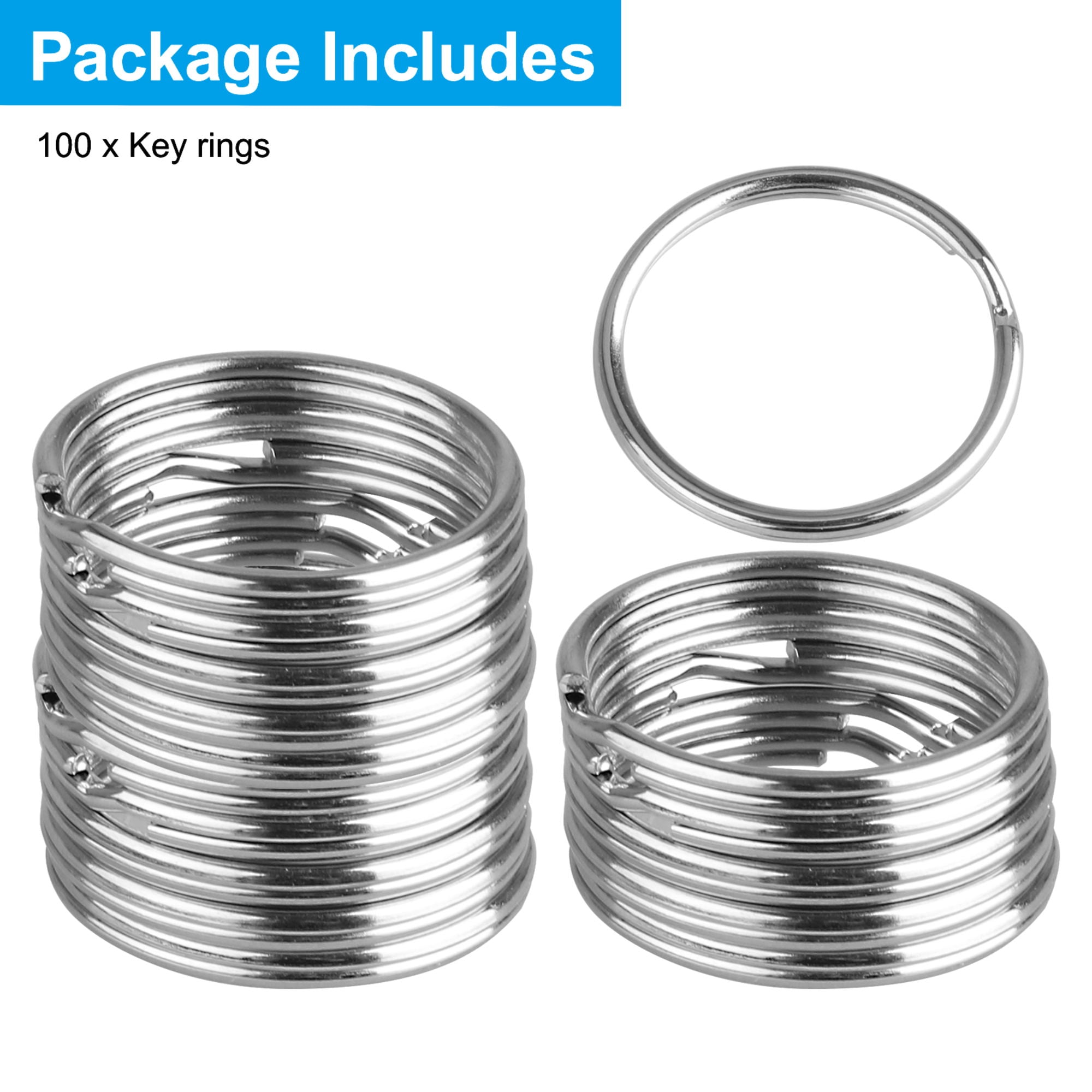 HoAoOo Key Ring/Key Chain, 50 Pack 1.25 Inches 32mm Split Round Metal Silver Keyring for Home/Car/Outdoor/Arts/Lanyards/CraftsKeys Organization