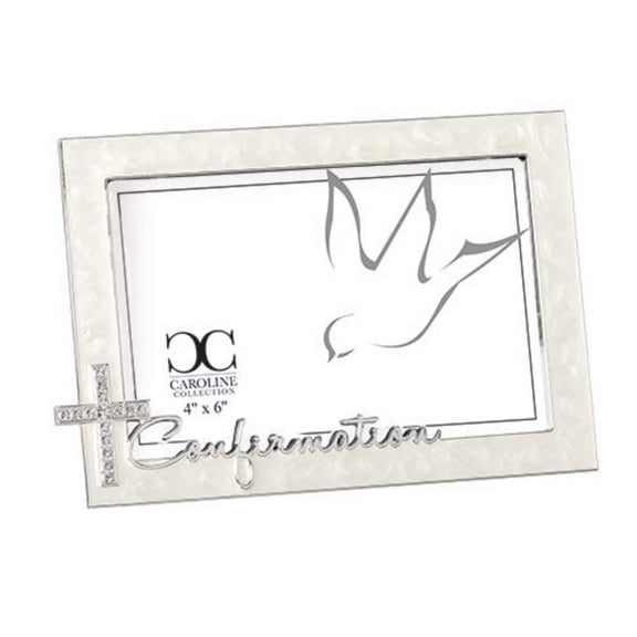 Confirmation Script Jewel Tone Cross Swirled Ivory 7.25 x 5 Zinc Photo Frame