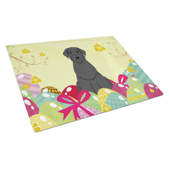 Carolines Treasures BB6066LCB Easter Eggs Giant Schnauzer Glass Cutting Board - Large