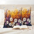 thumbnail image 3 of Orange Purple White Daisy Outdoor Waterproof Pillow Covers, Oil Painting Botanical Floral Decorative Square Throw Pillowcase Sofa Cushion Sham for Patio/Couch/Chair, 16"x16" 2 Pack, 3 of 8