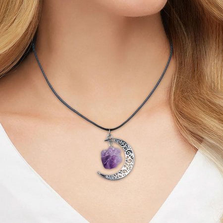 Crystal Necklace Handmade Natural Real Stone Charm Necklaces Spiritual Positive Energy for Women Unique Protection Pendant Jewelry Necklace Amethyst White impart - image 4 of 8