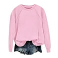 thumbnail image 3 of Women's Solid Color Raglan Sleeve Crewneck Pullover, Soft Breathable Oversized Drop Shoulder Cropped Sweatshirt, Casual Loose Fit Top for Everyday Wear, Loungewear and Street Fashion Pink M, 3 of 3