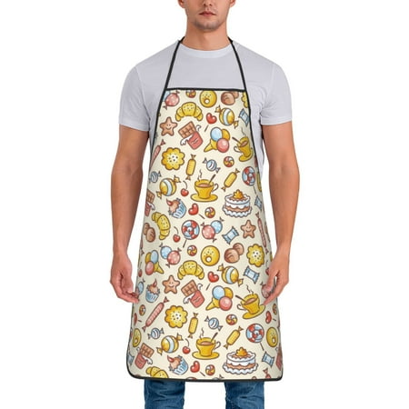 

Gaeub Coffee Donuts Print Apron for Men and Women Waterproof Apron for Cooking Dishwashing Lab Butcher Dog Grooming