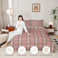 thumbnail image 3 of Manfei Vintage Grid King Size Comforter Sets,Modern Check Comforters King Size,Pink Green,Pink Reversible,3 Pieces,1 Comforter and 2 Pillowcases,3 Pieces,1 Comforter and 2 Pillowcases, 3 of 7