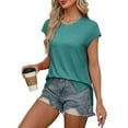 thumbnail image 4 of Womens Side Slit T-Shirts, Short Sleeve Shirts for Women Summer Casual Loose Fit Solid Color Athletic Crewneck Tees Basic Tops, 4 of 6