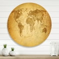 thumbnail image 2 of Designart 'Ancient World Map X' Vintage Circle Metal Wall Art 11x11 - Disc of 11, 2 of 5