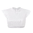 thumbnail image 2 of OOOUM Kids Mesh T-Shirt Crewneck Solid Color Short Sleeve Layering Tees Lightweight Classic Fit Casual Tops White 9-10 Years, 2 of 9