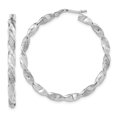 thumbnail image 1 of Quality Gold TF1971W 14K White Gold Polished & Textured Twisted Hoop Earrings, 1 of 1