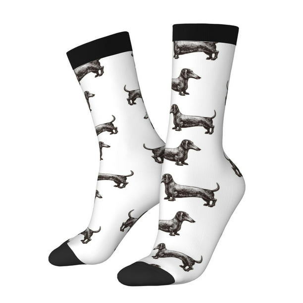Balery Dachshund Dog Puppy Calcetas Largas con Estampado para Hombre y Mujer – Suaves y Transpirables, Talla Única (US 5-11)