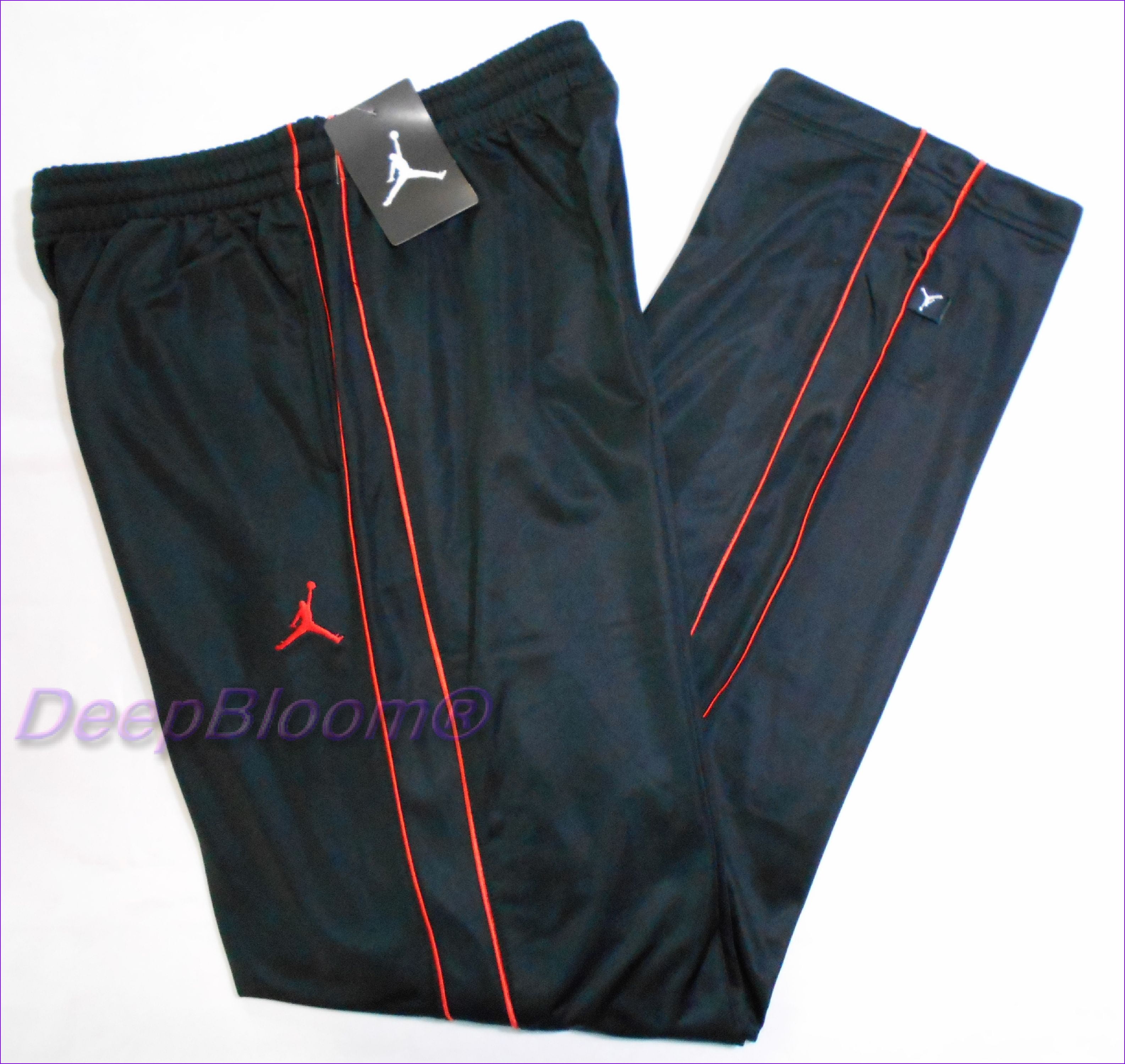 JORDAN LONG PANTS BOYS BLACK RED SZ MEDIUM ATHLETIC SWEATPANTS