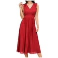 thumbnail image 2 of Gspmoly Robes pour Femmes, Robe d'Été Sans Manches Plissée pour Femmes Aguichant à Col en V, Robe Occidentale, Robes de Vacances pour Femmes Offres du Jour, 2 of 6