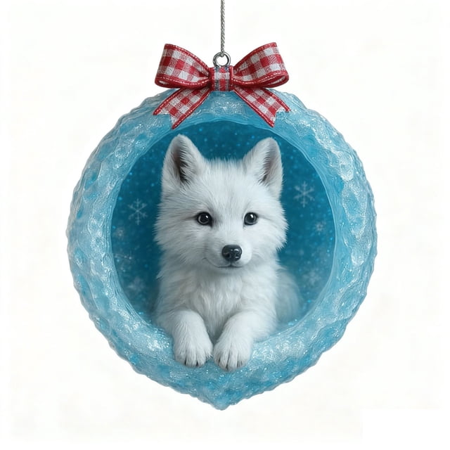 CaiYueKe Arctic Animals Christmas Ornaments Set, Glittering Snowflake Winter Decor, Hanging Tree Decorations for Holiday, Festive Collectible Figurines, Wildlife Theme Home Decor Gift