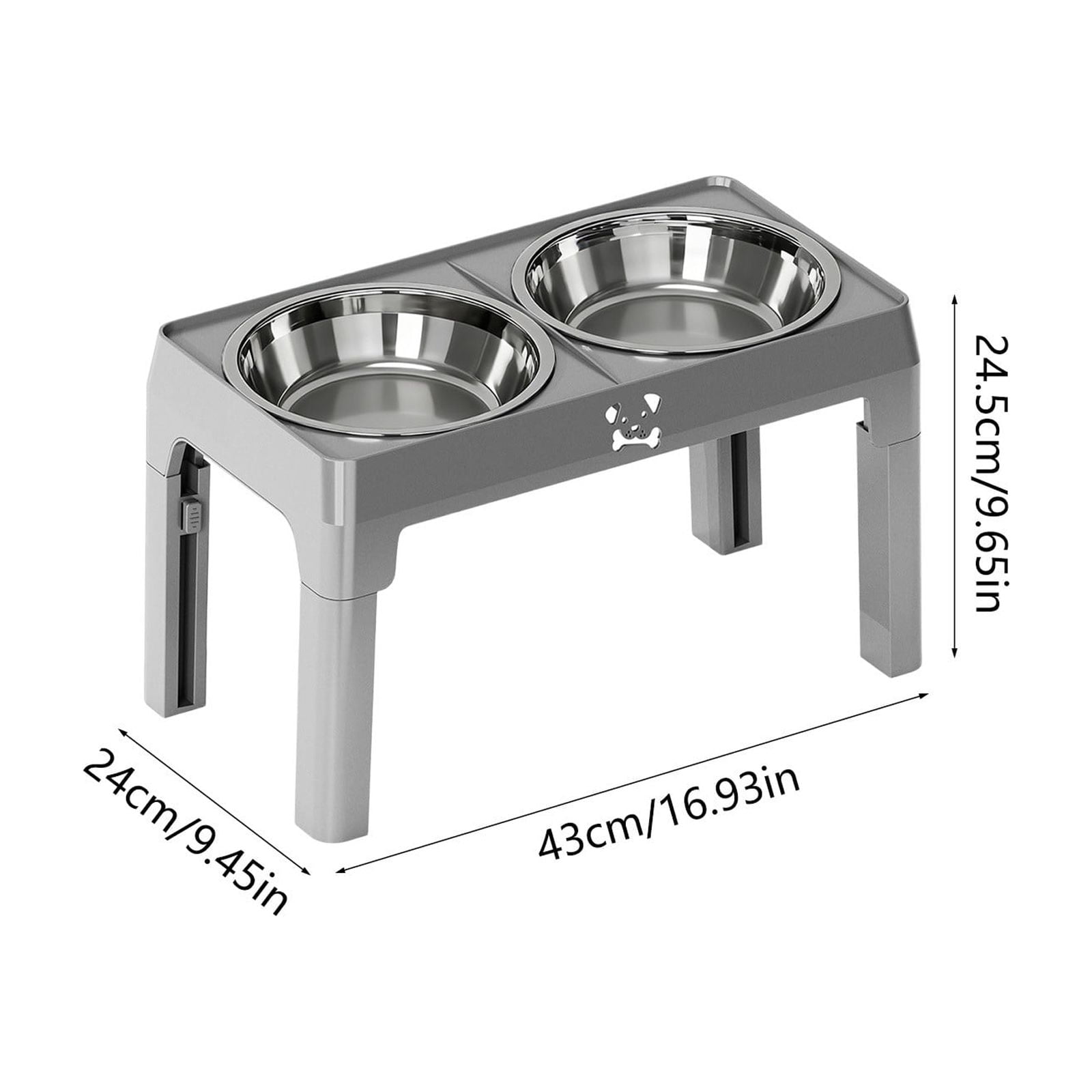Adjustable Stainless Steel Pet Bowl for Cats and Dogs, Slow Feeder with Neck Support, Height Adjustable Water Dispenser for Small Medium Large Dogs