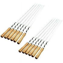 2024 TOP! 12Pcs 55cm BBQ Skewers Long Handle Shish Kebab Barbecue Grill Stick Wood BBQ Fork Stainless Steel Outdoors Grill Needle