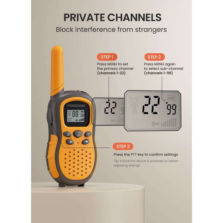 FOREDOM Talkie Walkie Enfants Rechargeable, Talkie-Walkie Longue Portée pour Garçons & Filles de 3-12 Ans, Cadeaux Aventure Plein Air, Lot de 2 FOREDOM Talkie Walkie Enfants Rechargeable, Talkie-Walkie Longue Portée pour Garçons & Filles de 3-12 Ans, Cadeaux Aventure Plein Air, Lot de 2