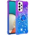 thumbnail image 3 of Clear Case for Samsung Galaxy A23 5G/4G with Ring Kickstand, Bling Gradient Quicksand Glitter Flowing Liquid Floating Case Cover for Samsung Galaxy A23 JB Purple Navy, 3 of 7