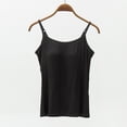 thumbnail image 3 of Fanxing Plus Size Camisole Tops for Women Built in Bra with Padding Spaghetti Strap Tank Top with Shelf Bras Black,L, 3 of 5