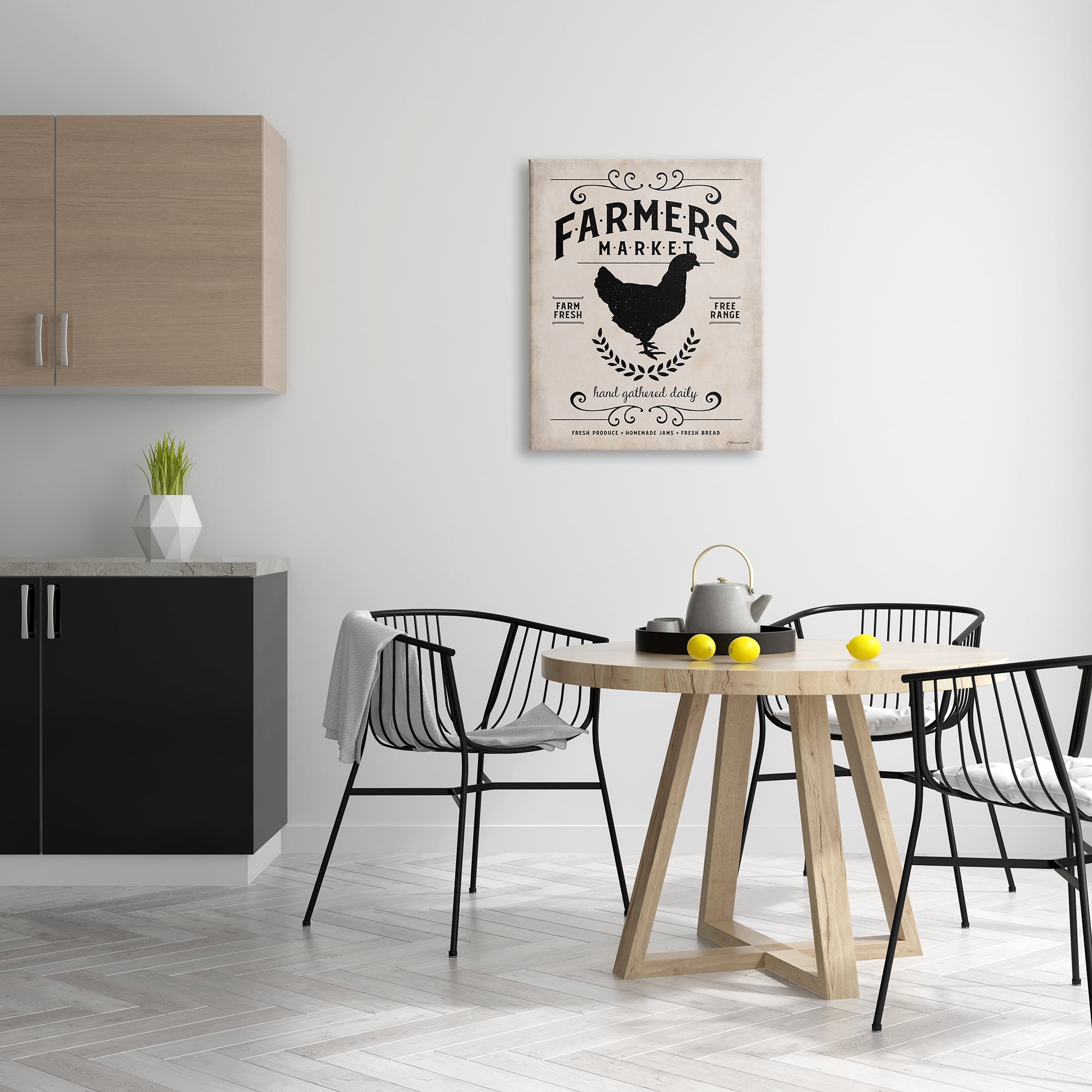 Stupell Industries Farmers Market Rooster Animal Rustic Textured Word Design Canvas Wall Art by Stephanie Workman Marrott