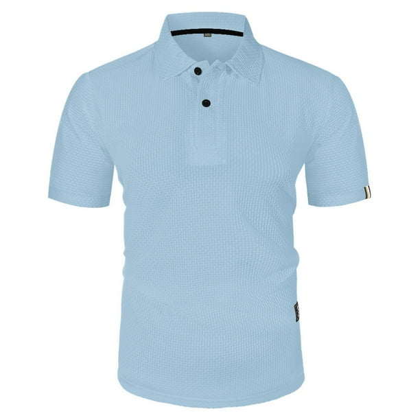 Camiseta informal de manga corta y color liso para hombre - Tejido ligero y transpirable - Cuello clásico para ocasiones informales de verano