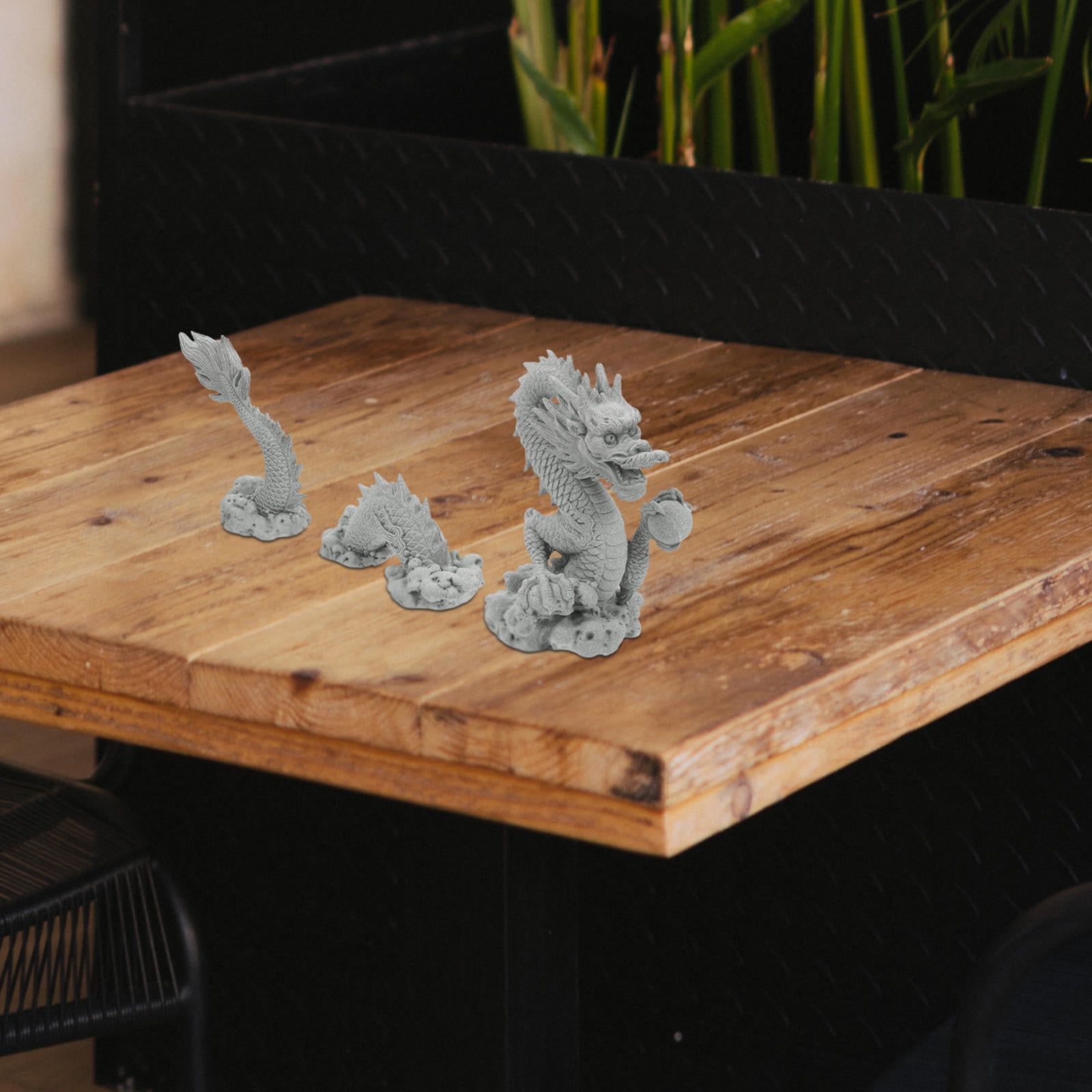 AURARMLET Grey Dragon Statue Set for Aquarium and Home Decor, Unique Powder Finish, Decorative Figurine