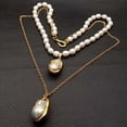 thumbnail image 2 of K-KED 19'' White Cultured Rice Pearl Chain Necklace White Keshi Pearl Pendant, 2 of 5