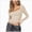 A165-Beige, variant on Womens Square Neck Long Sleeve Crop Top,Slim Ribbed Fitted Tee