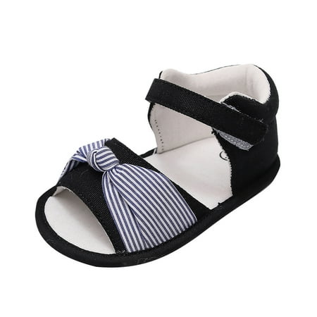 

Hunpta Kids Sandals Infant Boys Girls Open Toe Striped Bowknot Shoes First Walkers Shoes Summer Toddler Flat Sandals