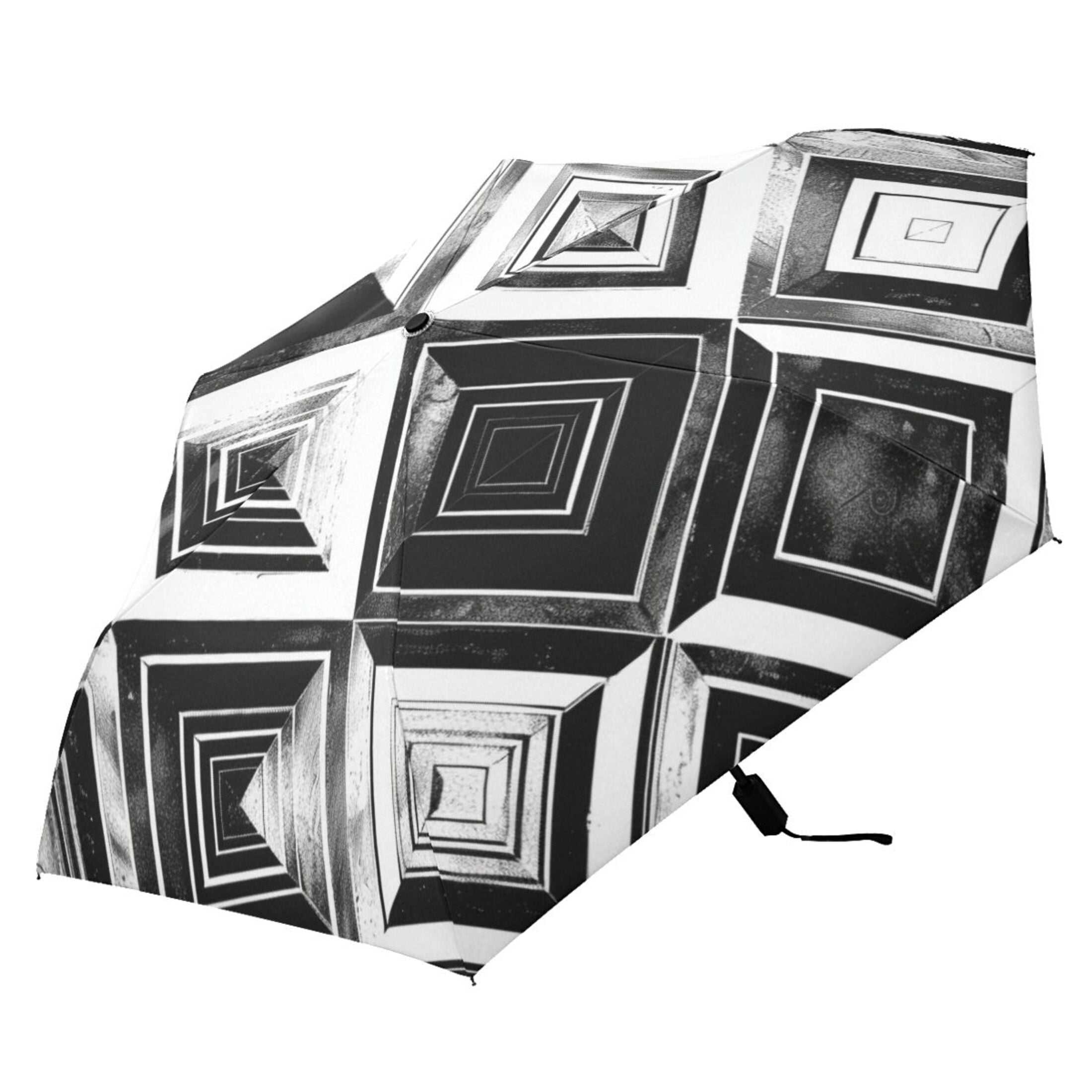 ALAZA Geometry Checkered Plaid Pattern UPF 50+ Compact Folding Umbrella for Rain Travel Umbrella Packable