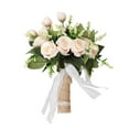 thumbnail image 2 of pstuiky Ramo de novia con rosas color champán para dama de honor ramo de mano con foto de licencia y asa ramo de simulación de boda, 2 of 7