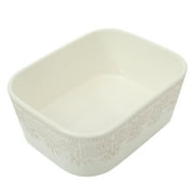 The Pioneer Woman Vintage Lace Ceramic Casserole Dish Set, Nesting Baking Dish with Lid, Linen, 6-Piece Set
