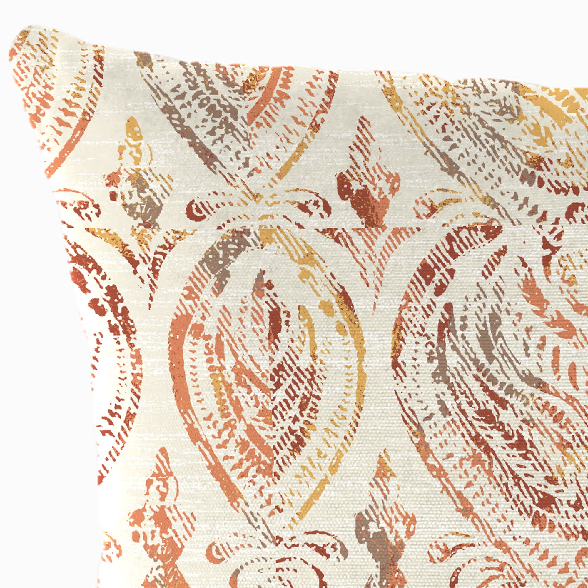 Jordan Manufacturing 20" x 20" Rustique Barley Beige Damask Square Outdoor Throw Pillow with Welt (2 Pack)