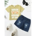 thumbnail image 5 of CARETOO Toddler Boy Clothes Summer Casual Sports Outfits Short Sleeve T Shirt Tee Denim Shorts Cotton Fabric Set, 5 of 10