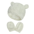 thumbnail image 2 of Visland Unisex Toddler Luxury Knitted Hat and Mitten, White, 2 of 9