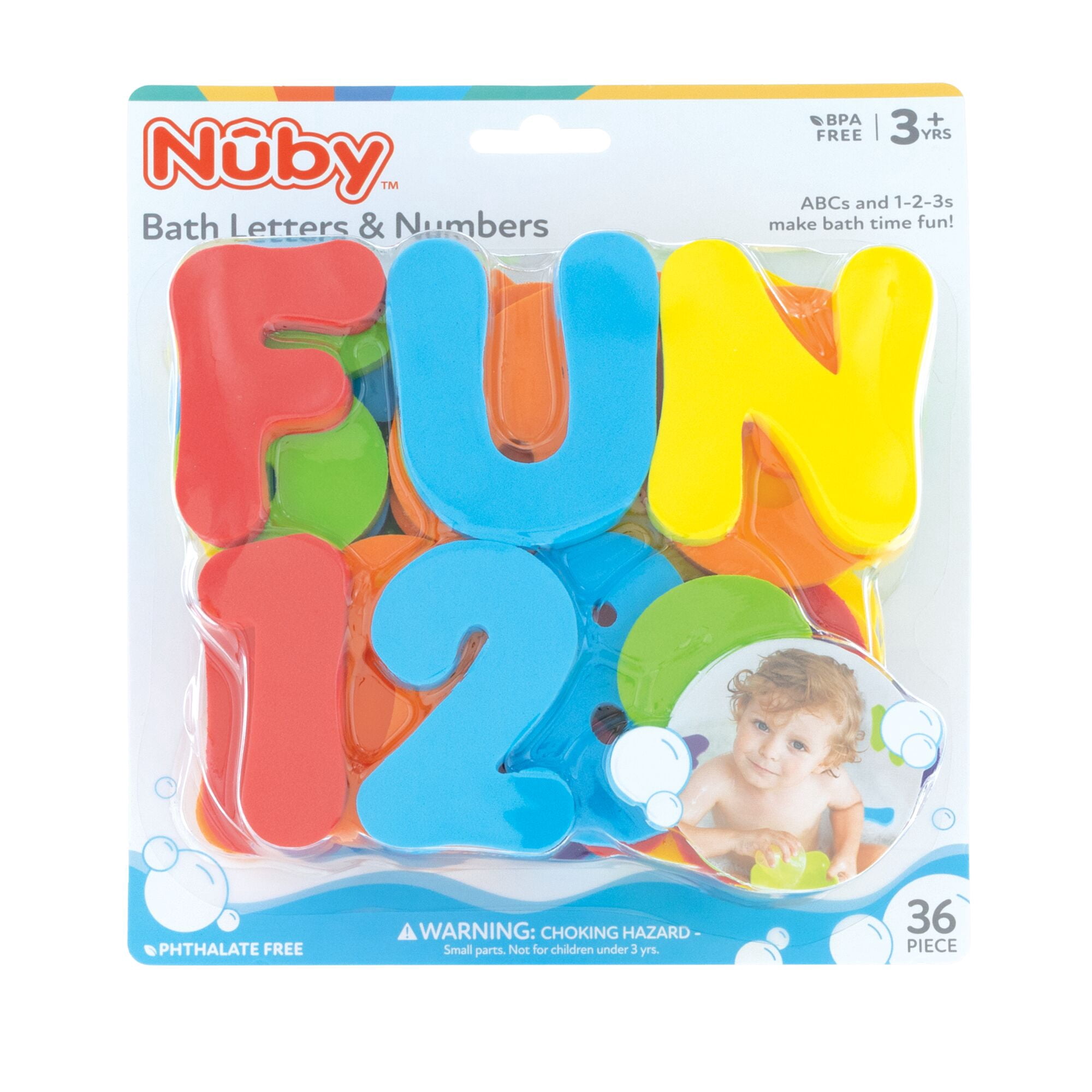 Nuby Solid Bath Tub Alphabet and Number Set - 36 pc