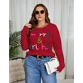 thumbnail image 2 of Drvitor Christmas Sweaters for Women Plus Size Crew Neck Sequin Letters Sweater Holliday Merry Pullover Sweater, Sizes XL-5XL, 2 of 10