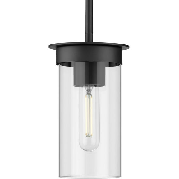 Kellwyn Collection One-Light Matte Black and Clear Glass Transitional Style Hanging Mini-Pendant Light