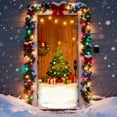thumbnail image 4 of BotaniNest Door Curtain With Festive Holiday Design Red Background With Snowflakes And Trees Fabric Door Cover For Party And Home Holiday Display, 4 of 5